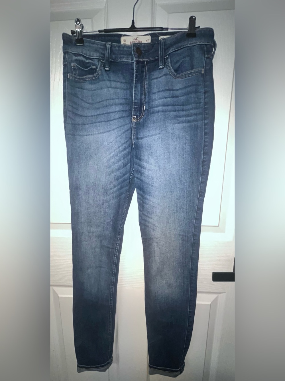 Hollister women jeans blue 5R w27 L30 high rise super skinny